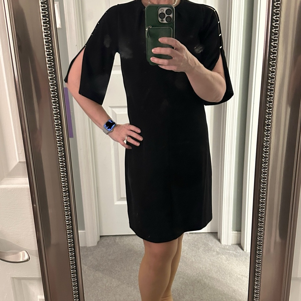 MICHAEL KORS Stylish Sheath Dress, Elbow-Length Sleeves, Metal Details